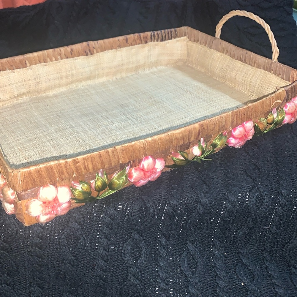 Vintage Woven Pink Floral Pyrex serving tray 15 x 10 1/2 BRAND NEW!!!